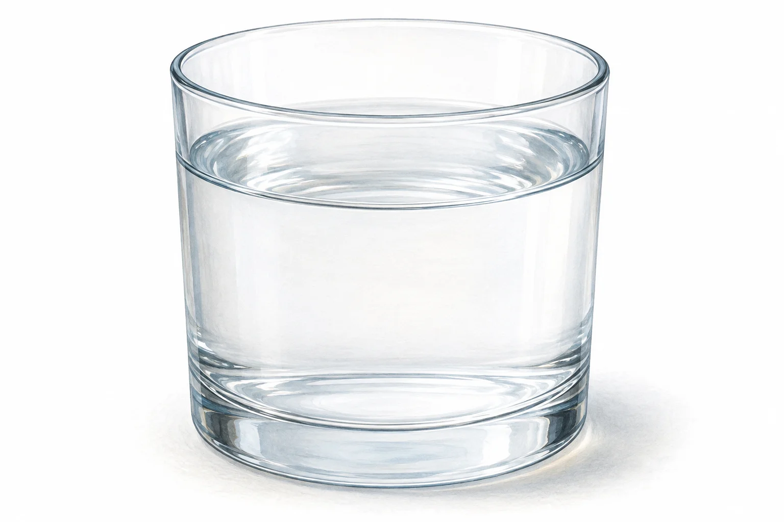Un verre d’eau claire, sans sel ajouté.