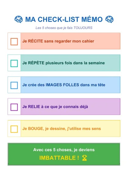 Première page de Affiche « Ma check-list mémo »