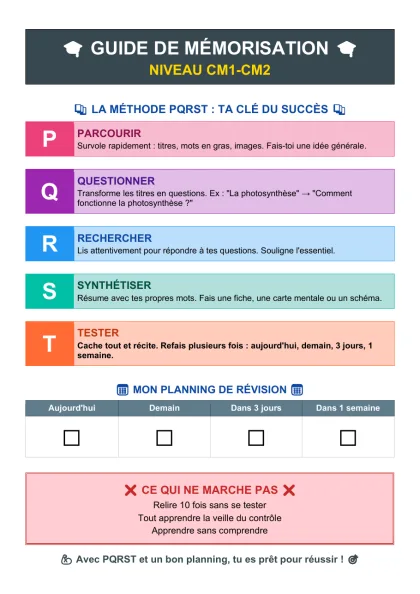 Première page de Fiche élève CM1-CM2